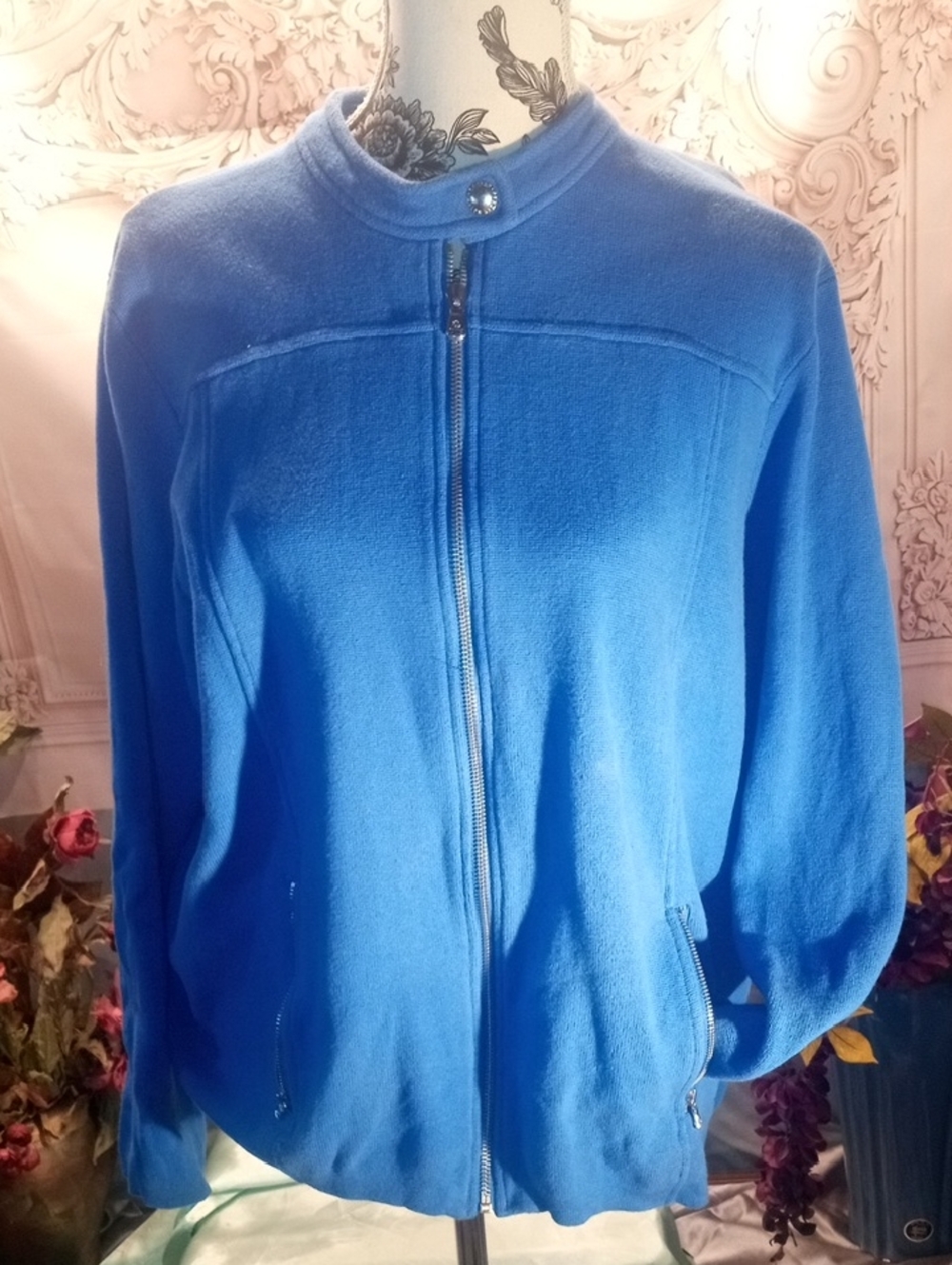 Ralph Lauren Blue Knit Zip Up Sweater